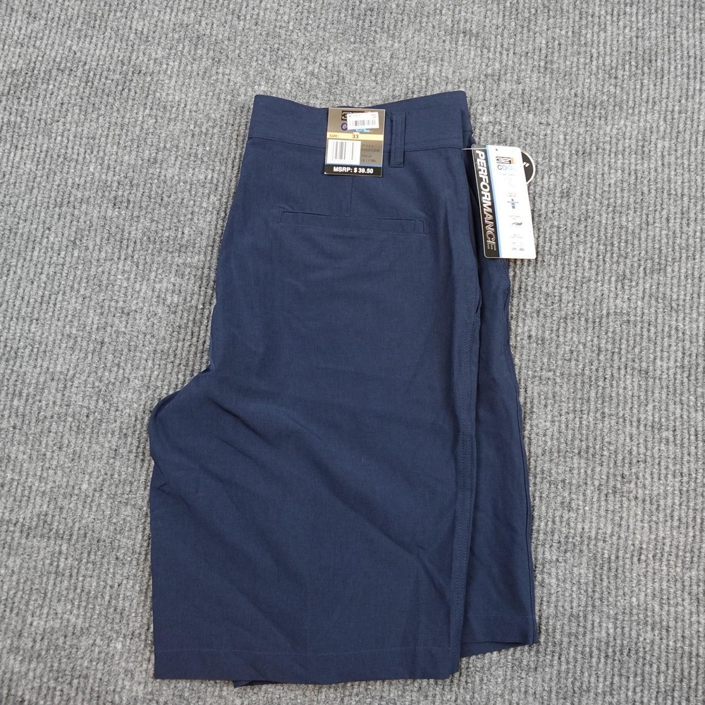 32 Degrees Cool Performance Chino Shorts Mens 33 Blue Polyester 11" Inseam
